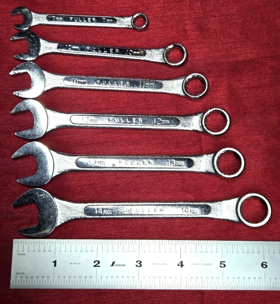 VINTAGE 1980s Fuller 1373 6Pc. Metric Combination Wrench Set Made In Japan