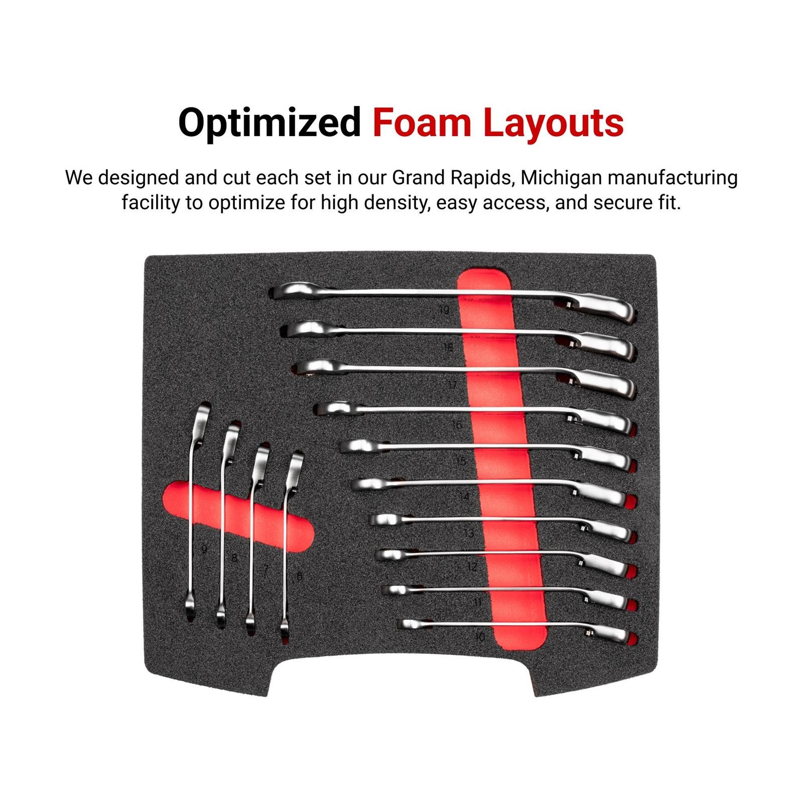 Tekton OLB94204 Ratcheting Comb. Wrench Set w/ Rack (6-19 mm)