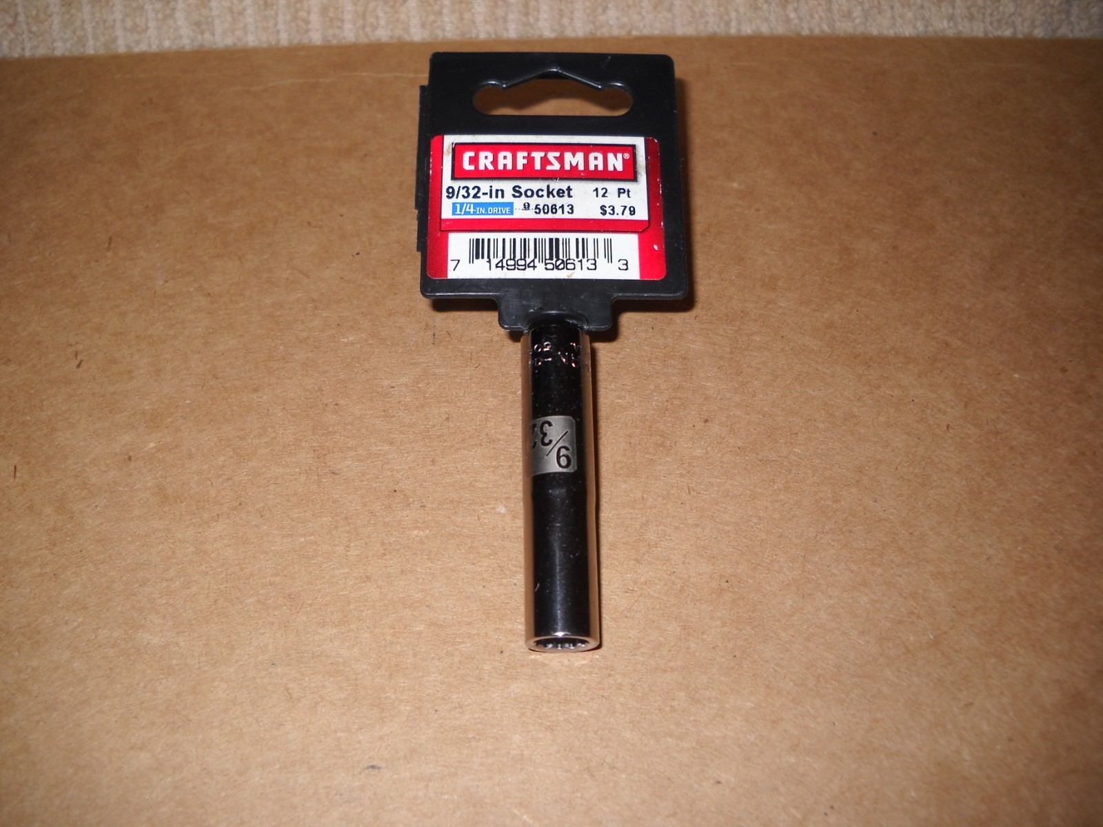 New Craftsman 1/4 Inch Drive 9/32″ Etched 12 Point Deep Socket on Hanger USA