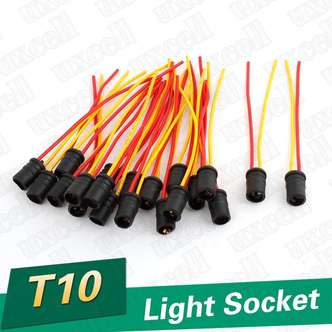 uxcell Motorcycle T10 Light Bulb Socket Holder 10 Pcs Black,Red,Yellow