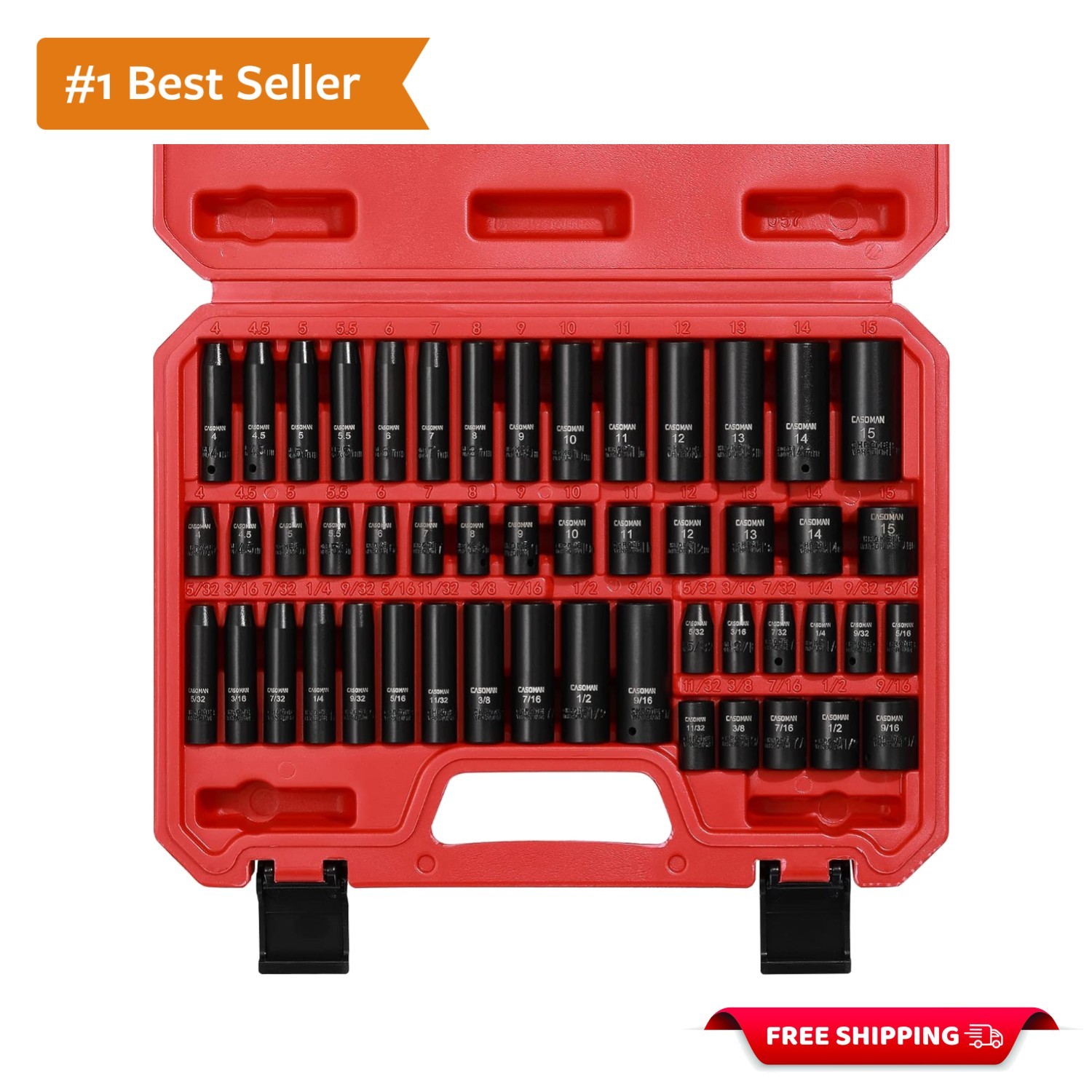 1/4 Inch Drive Master Impact Socket Set, 50-Piece, 6-Point, SAE/Metric, 5/32 …