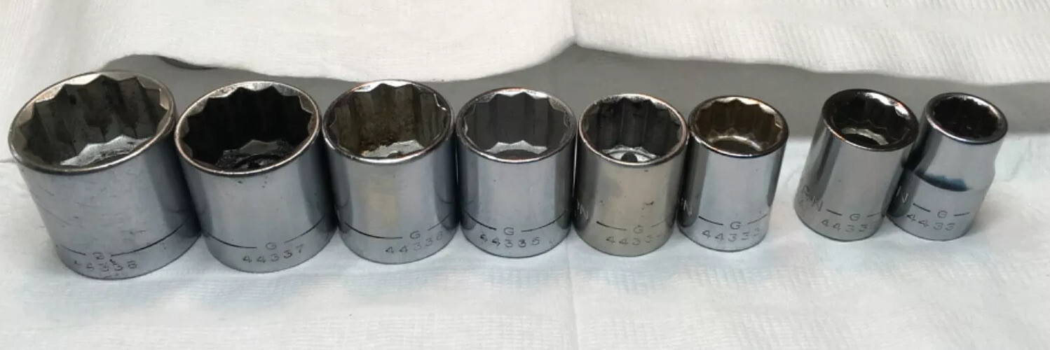 CRAFTSMAN 3/8 Drive SAE 12pt Socket 3/8-13/16 Shallow 8pc USA 🇺🇸 “G” L650-G