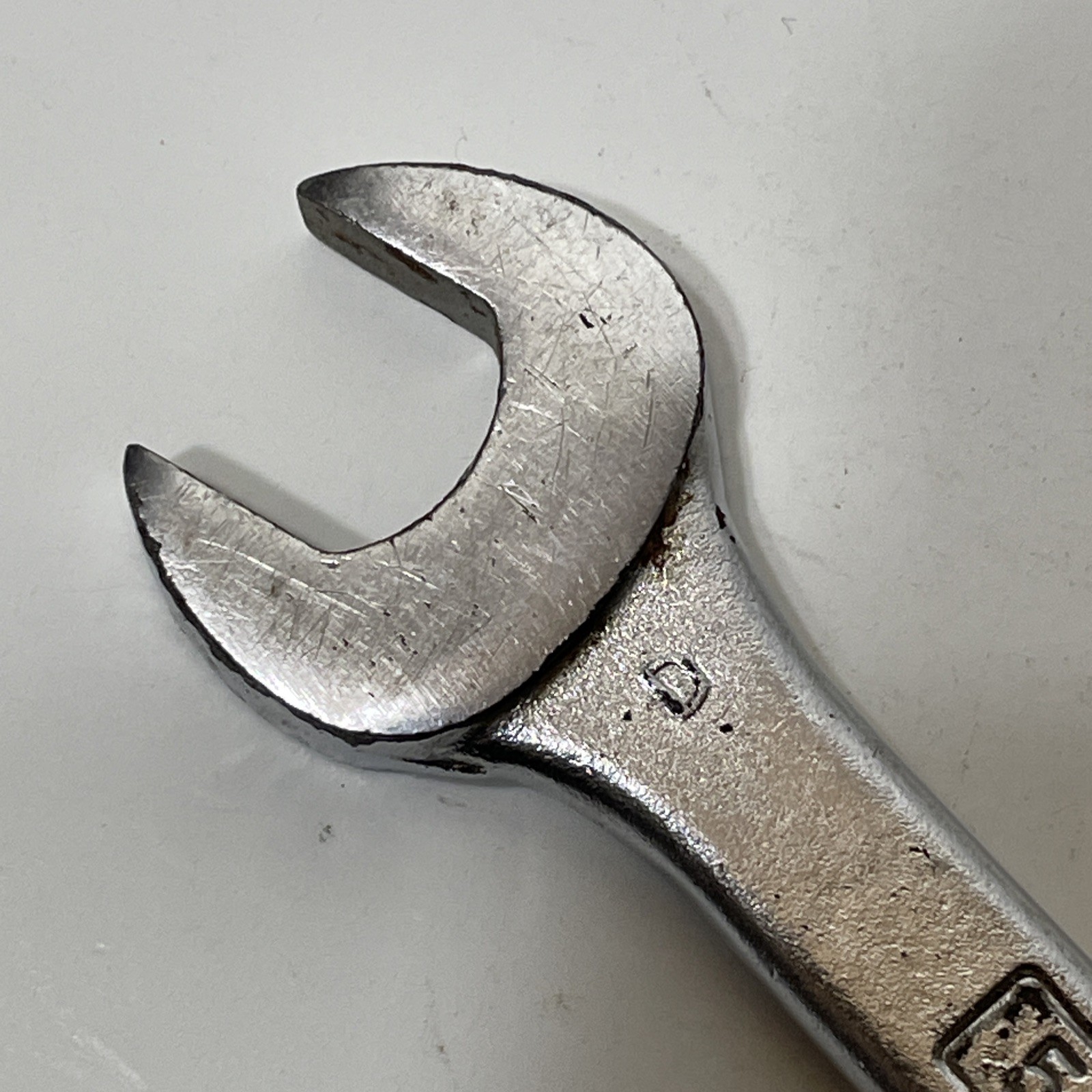 Powr-Kraft 5/8″ x 3/4″ Wrench Double Open End Satin Chrome 12 Point USA VTG SAE