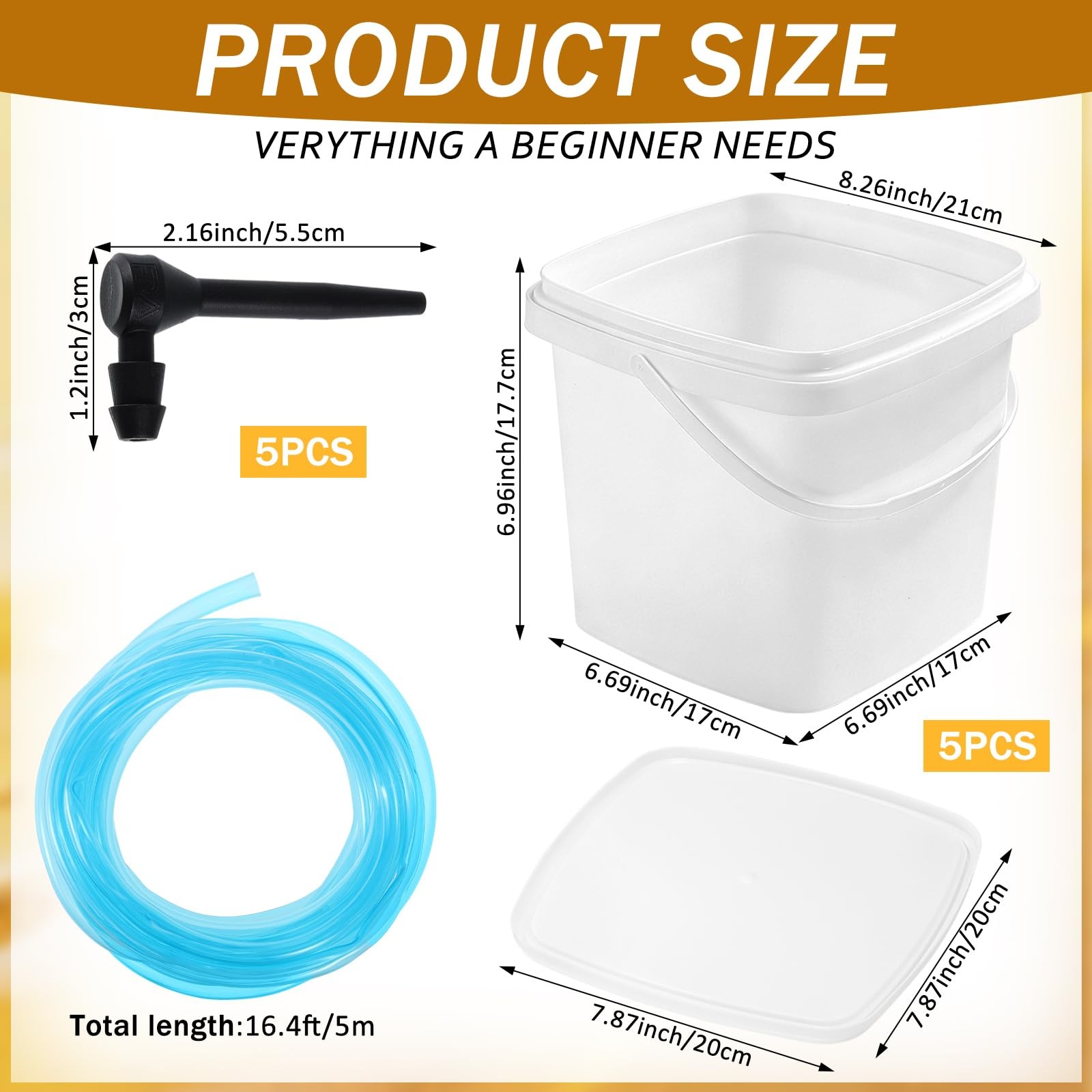 5 Set Maple Syrup Tapping Kit with 5 Buckets 16ft Food Grade Tubing 5 Taps Ma…