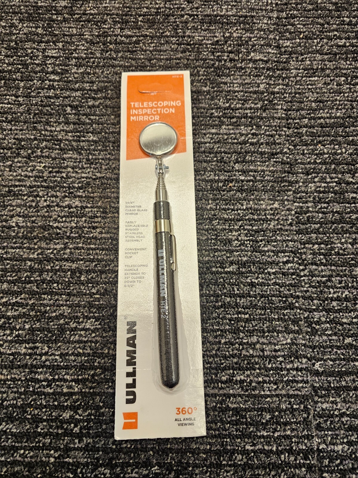 2-Packs Ullman HTE-2 Glass High-Tech Telescoping Inspection Mirror, 1-1/4″ Dia
