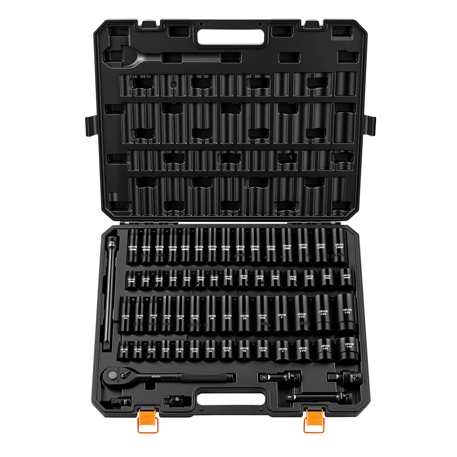 VEVOR Impact Socket Set 1/2″ Drive 65-Piece Socket Set 6-Point with Storage Case