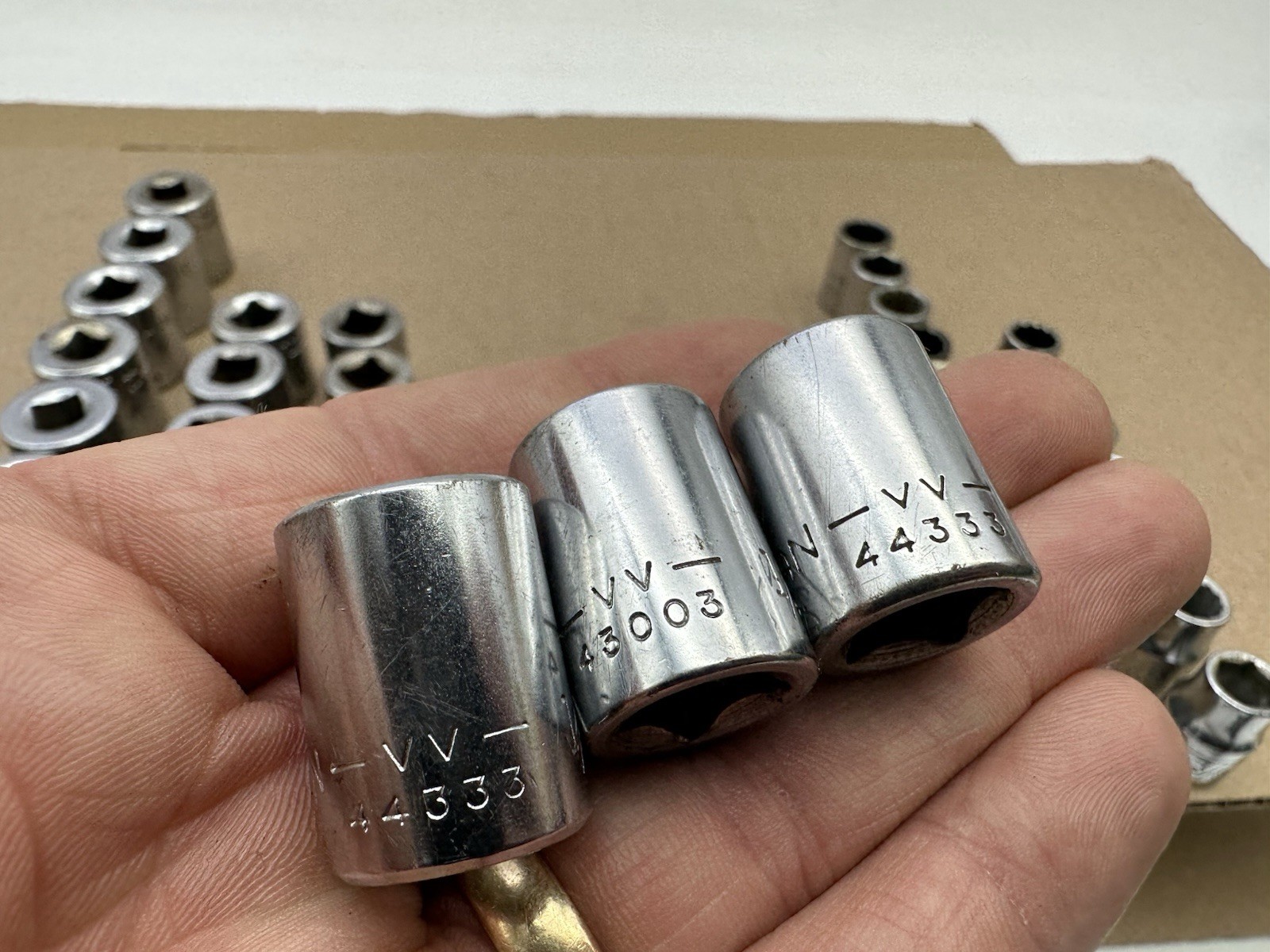 Vintage Craftman VV 49pc Set SAE 3/8″ Dr 12/6 Pt Socket Lot – 3/8-3/4” Vtg USA