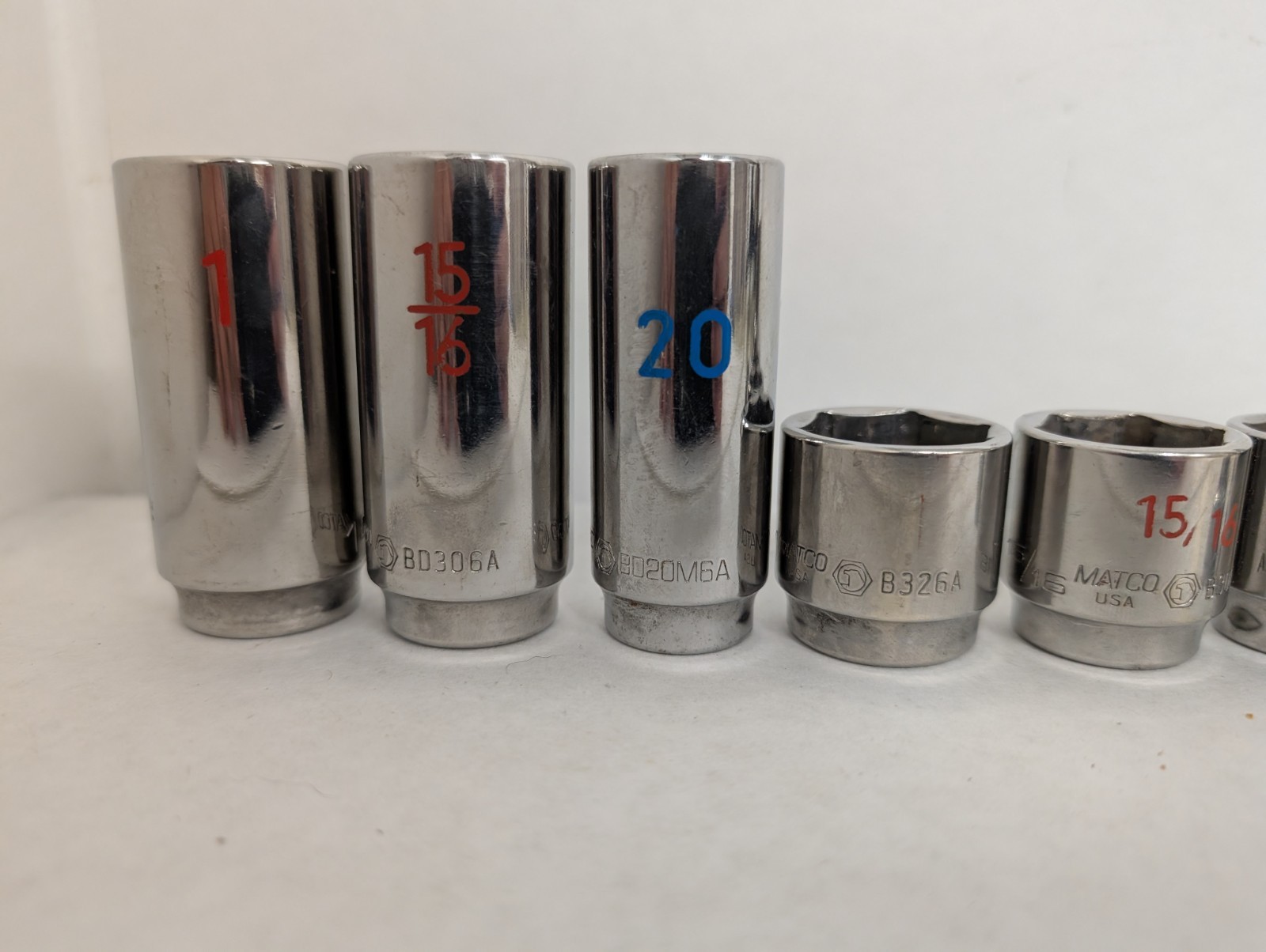 Mixed Matco & Silver Eagle Chrome Socket Lot (8 Pcs) – ALL 3/8″ Drive SAE & Metr