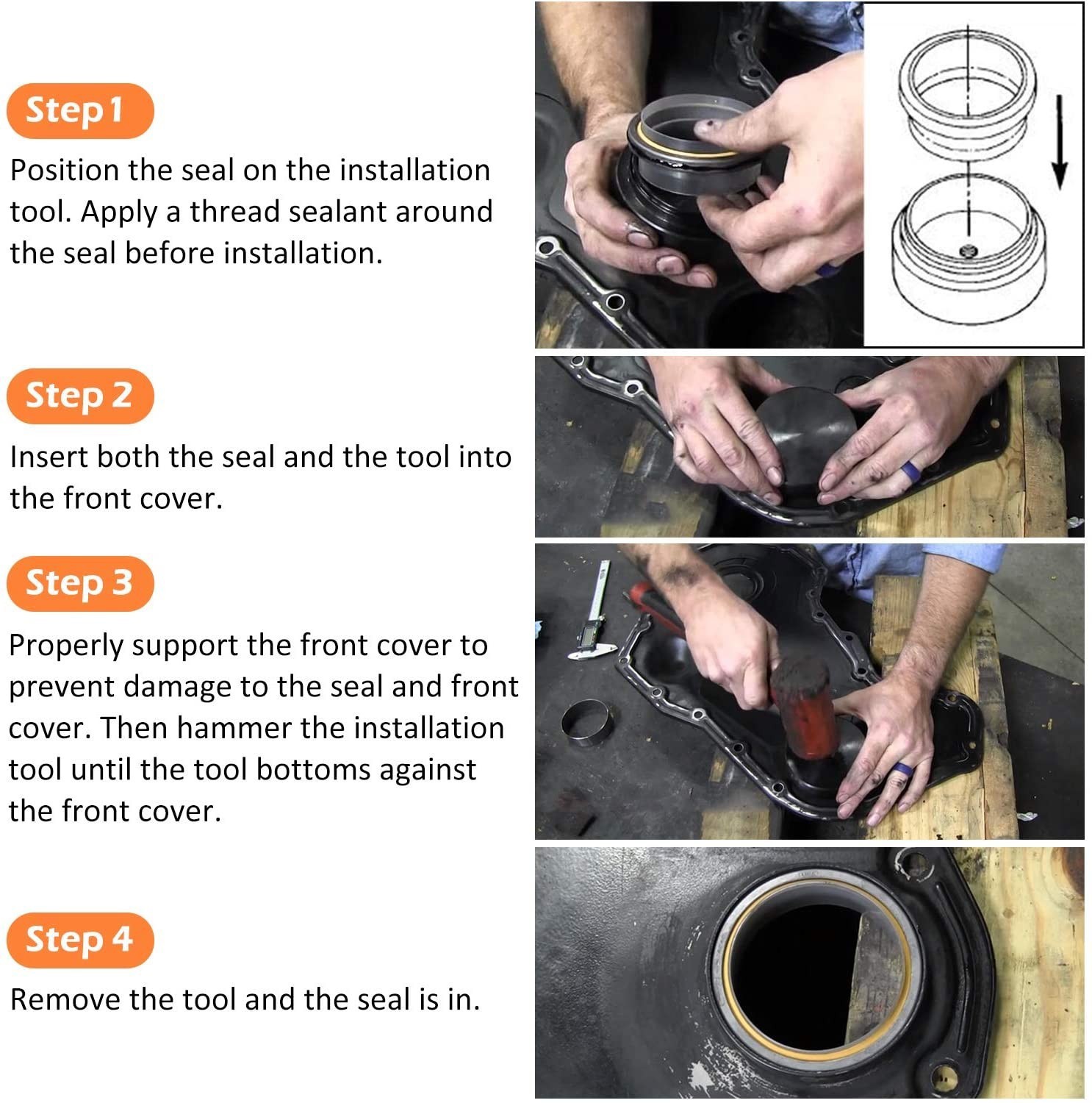 Front & Rear Crankshaft Seal Remover & Installer Tool For Cummins 3.9L 5.9L 6.7L
