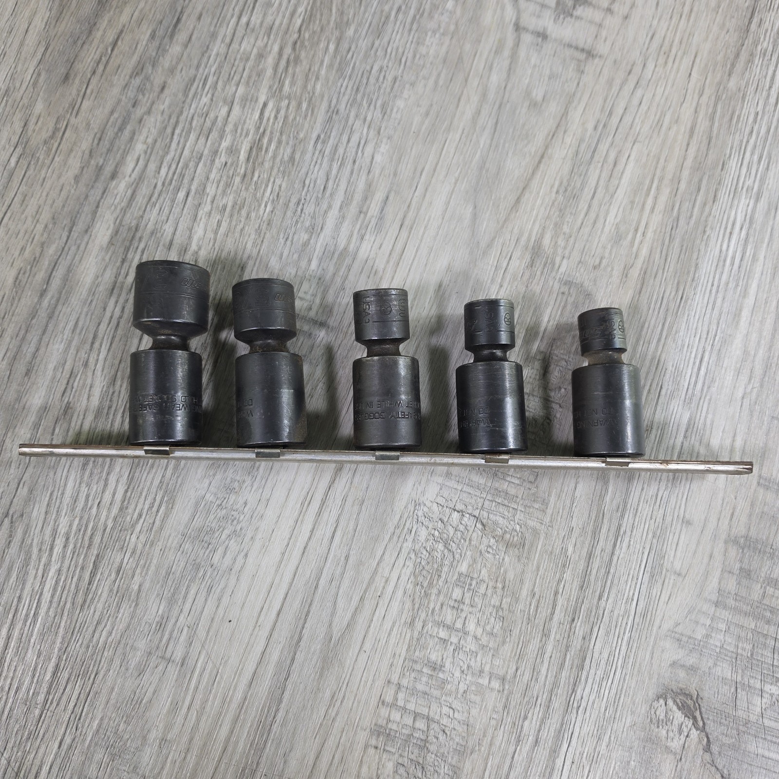 Snap on 5Pc SAE 3/8 Drive Impact Swivel Socket Set 7/16, 1/2, 9/16, 5/8, 3/4