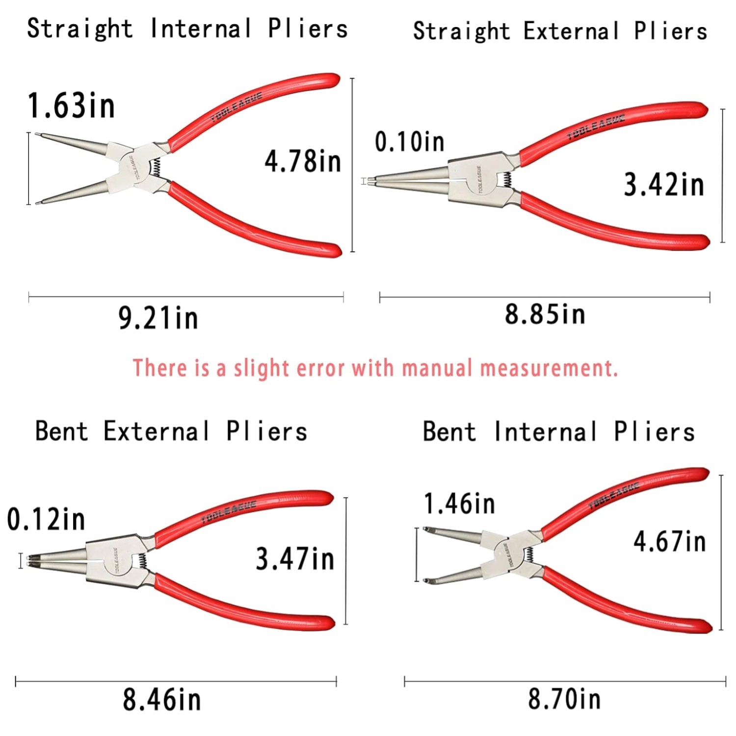 Internal External Circlip Pliers – 9″ 4Pcs
