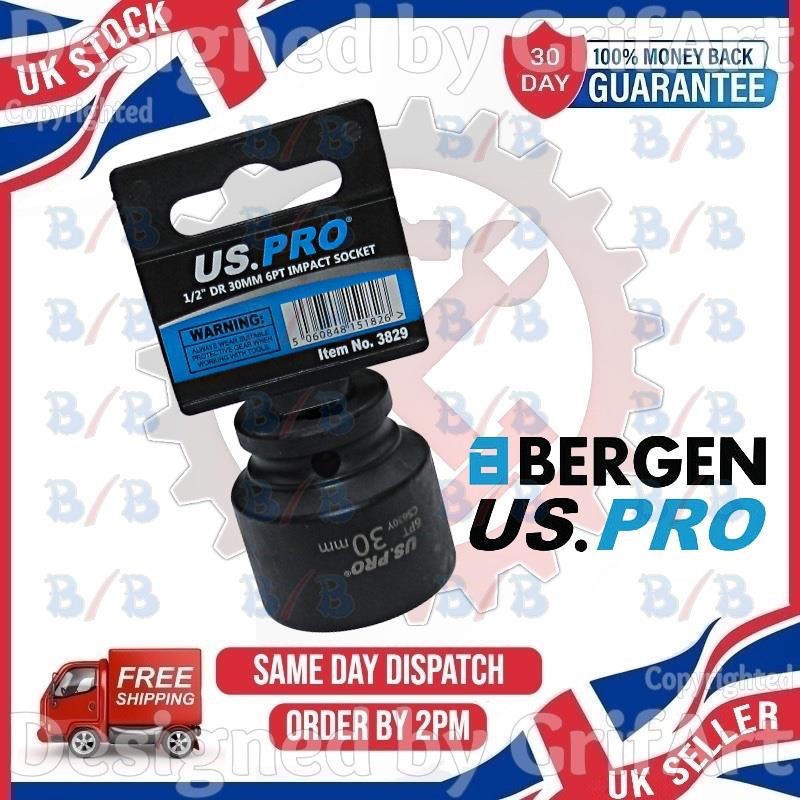 USPRO 30MM IMPACT SOCKET 1/2″ DRIVE 6 POINT 6PT SINGLE HEX WRENCH SHALLOW METRIC