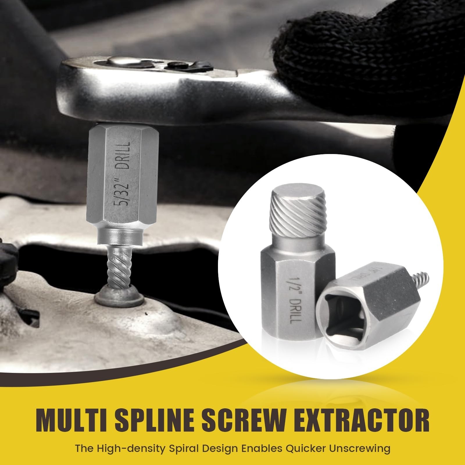 15 PCS Screw Extractor Set – Hex Head Easy Out Tool for Stripped Rusted Bolts &