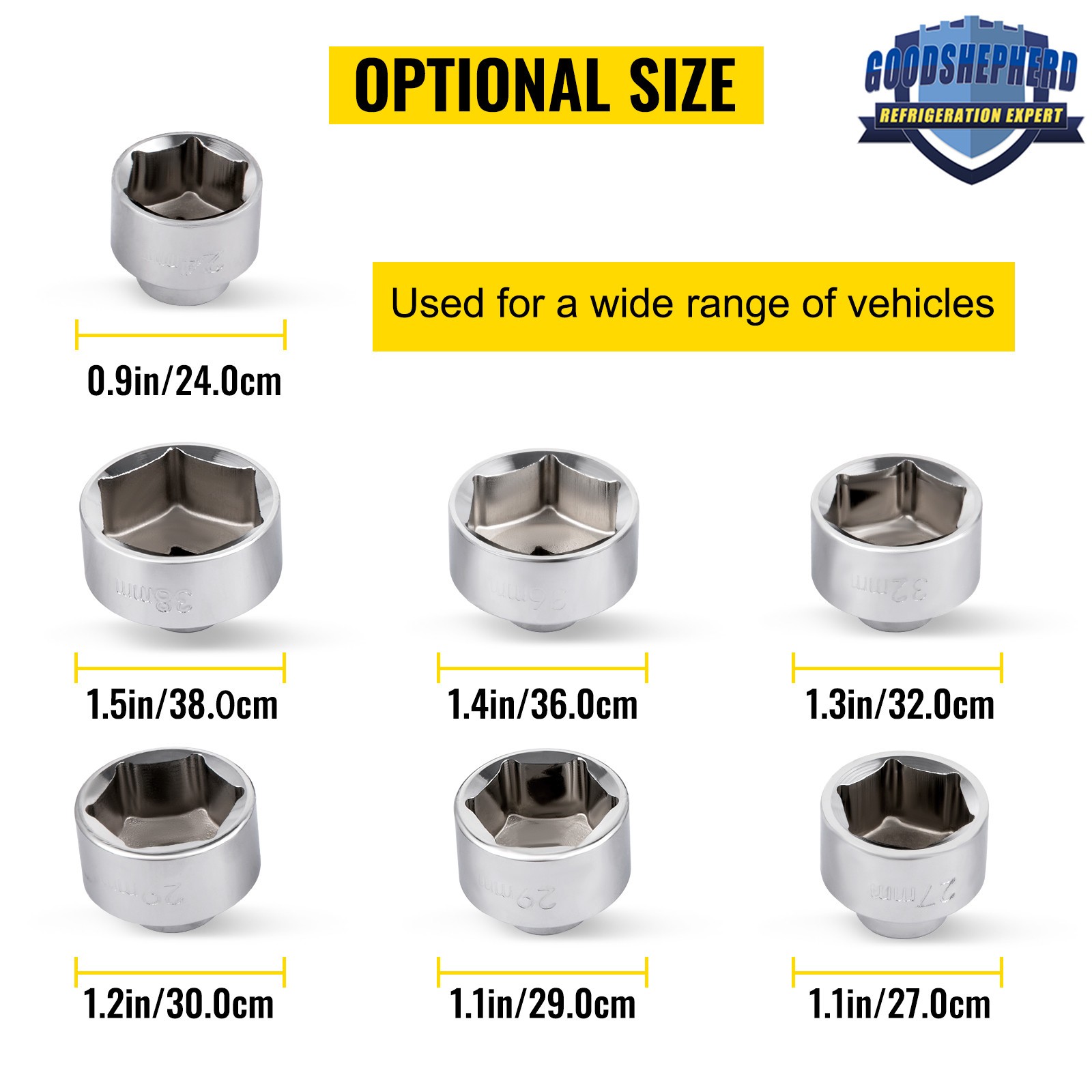 7-Piece Paper Cartridge Housing Oil Filter Cap Wrench Socket Set Tool Kit w/ Box