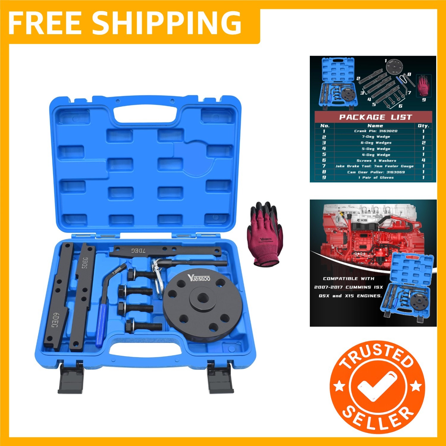 3163021 Cam Timing Tool Kit + 3163530 Engine Brake Adjustment Tool, Compatibl…