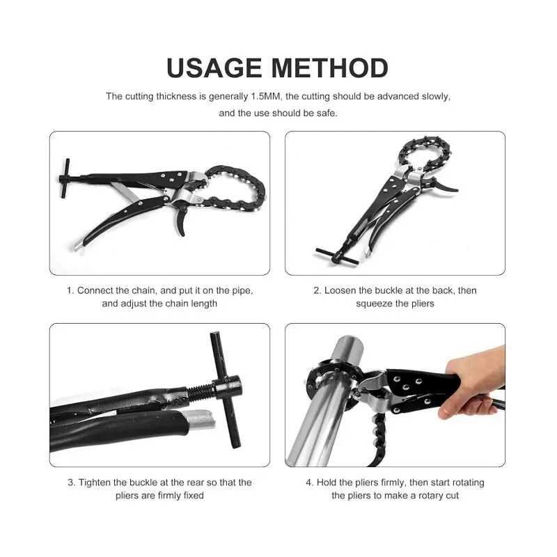 Car exhaust pipe cutter, heavy-duty multi-wheel chain gripper