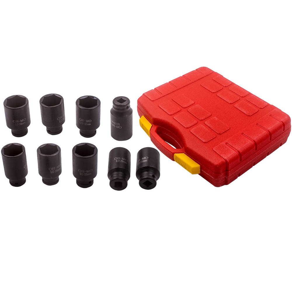 6x Point 1/2″ Drive Metric Deep Impact Socket Kit Axle Hub Nut Socket 29-38mm