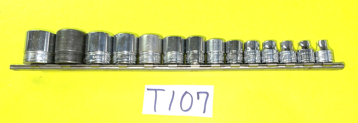 SNAP-ON TOOLS 14 PIECE 3/8 DRIVE SAE. SHORT CHROME SOCKET SET 12-POINT