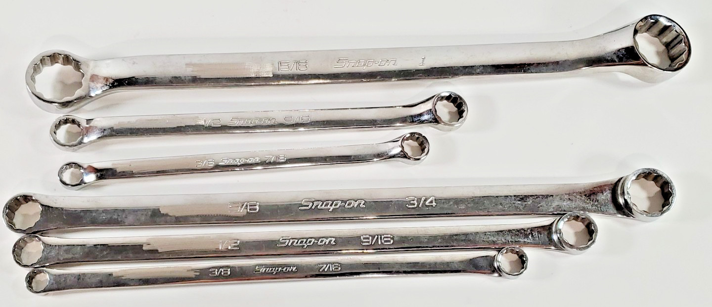 Snap-on Set Of 6 Double Box Wrenches 3 Flank 3/8 to 1 & 3 Offset 3/8 to 3/4