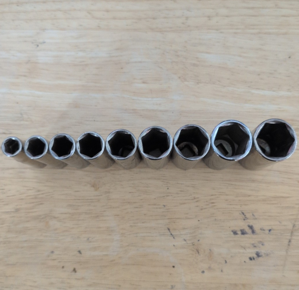 VINTAGE CRAFTSMAN 9 Pc 3/8” DRIVE 6pt DEEP WELL SOCKET SET 3/8–7/8” G SERIES
