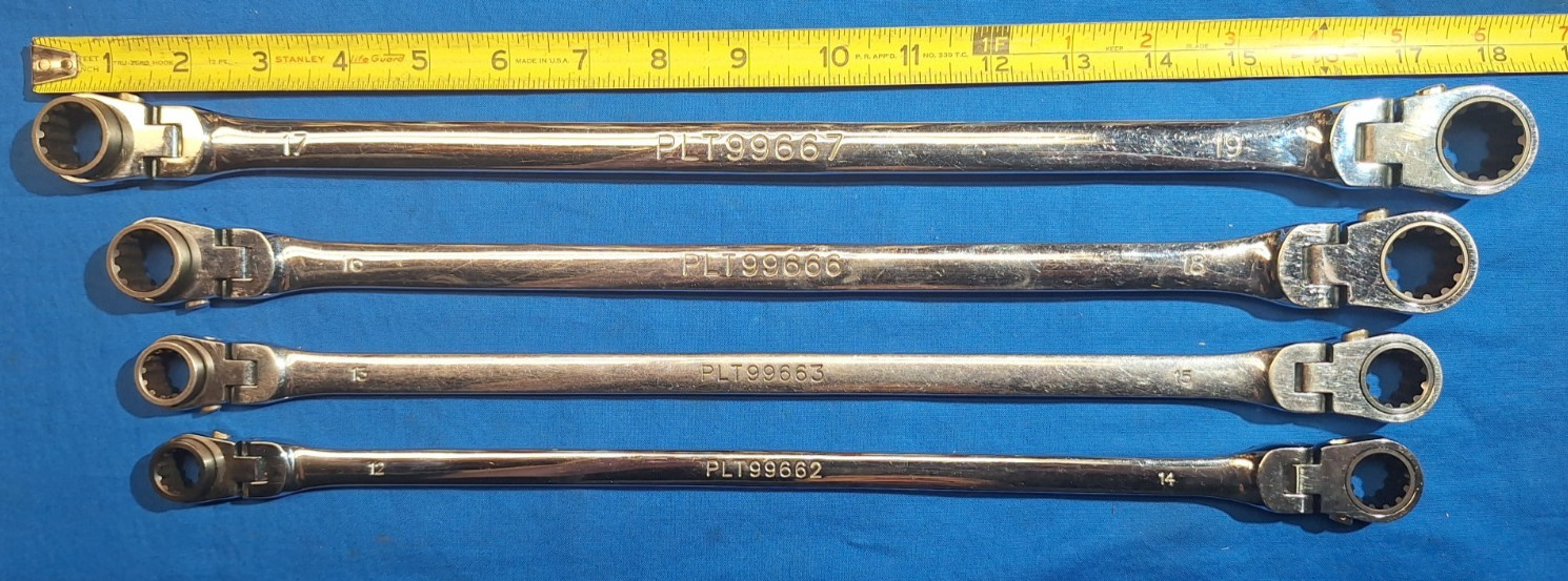 Platinum Tools 4-Piece Metric XL Ratcheting reversible Wrench Set 19mm-12mm