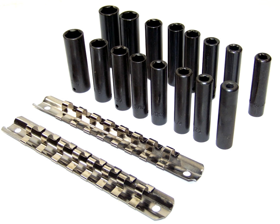 18 pcs 1/4″ drive Deep Impact Socket Metric and Standard Set Sockets Tool Kit