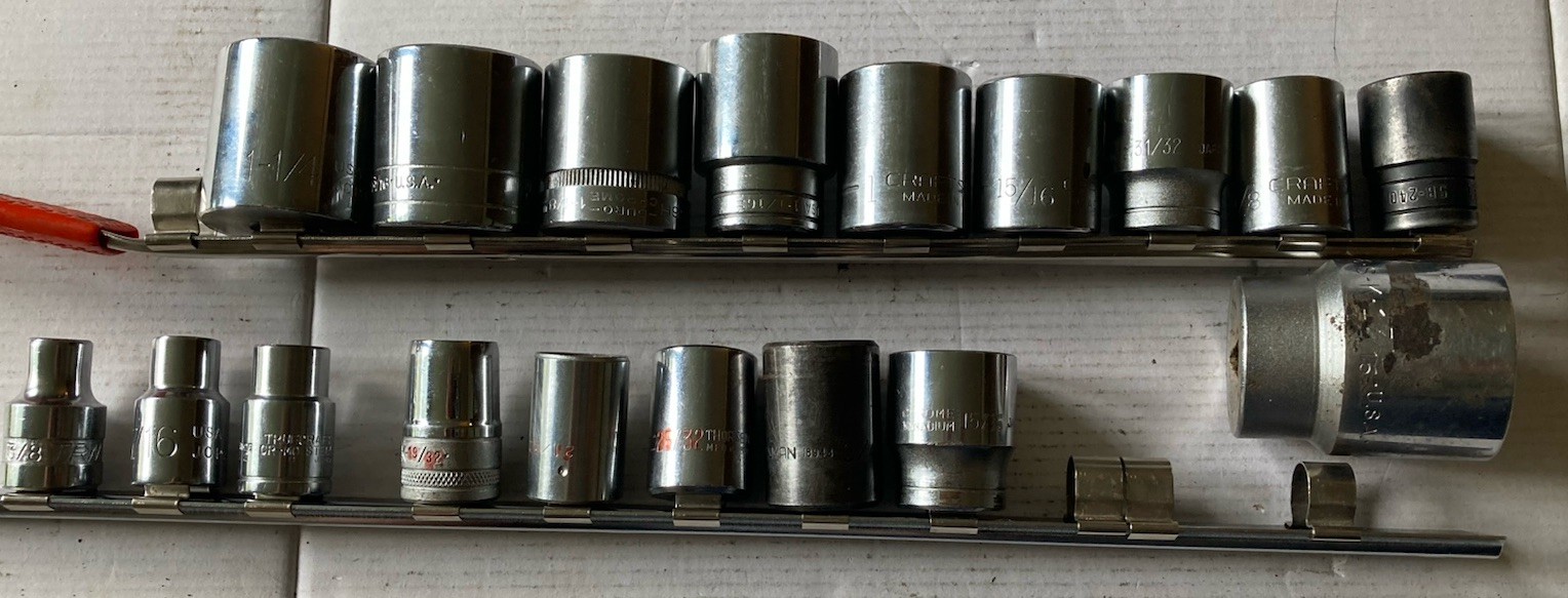 1/2” Drive Socket Set SAE & Metric, with Extras, 32 Pieces, Incomplete