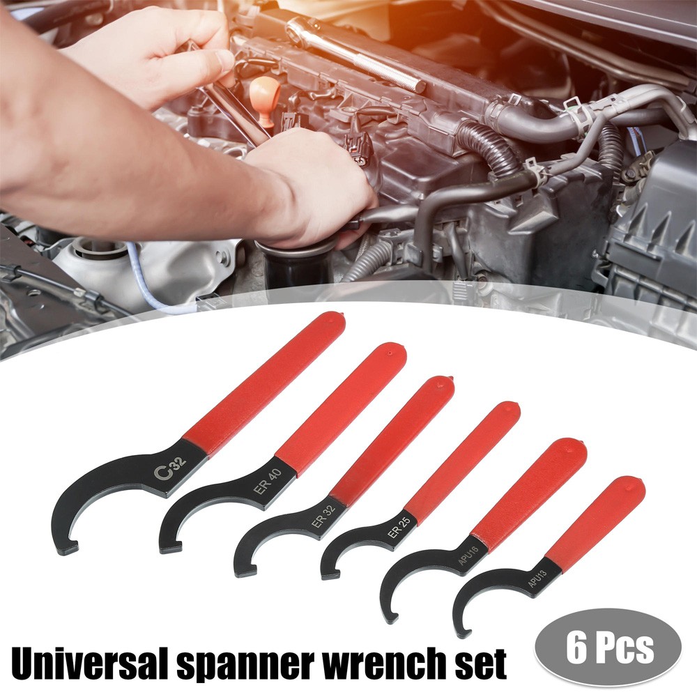 6X Coilover Spanner Wrench Set Adjustable C-Shape Shock Spanner Hook Wrench Tool