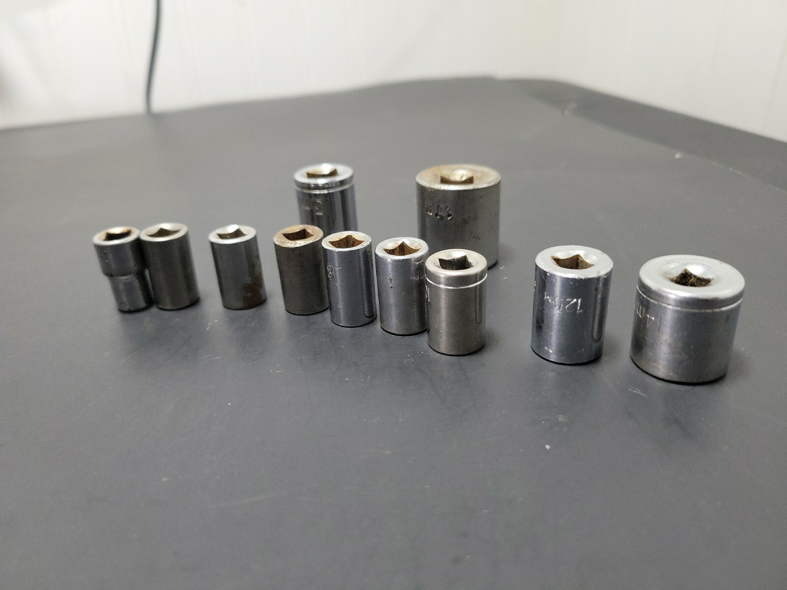 Lot of 11 Shallow Sockets 6mm 7mm 8mm 9mm 10mm 12mm 6pt Metric 1/4″ 3/8″ Drive