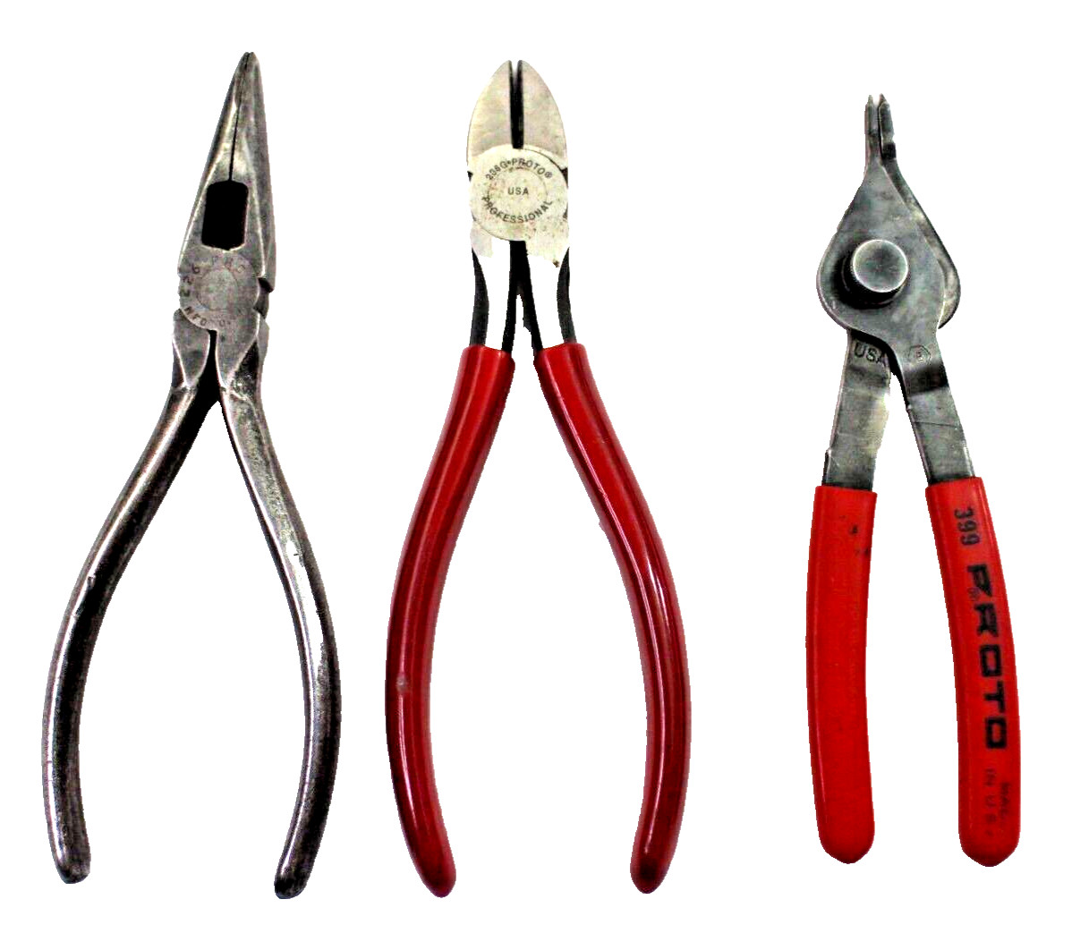 Lot of 3 PROTO Pliers/ 226 NeedleNose-206G Diagonal Side-399 Retaining Ring