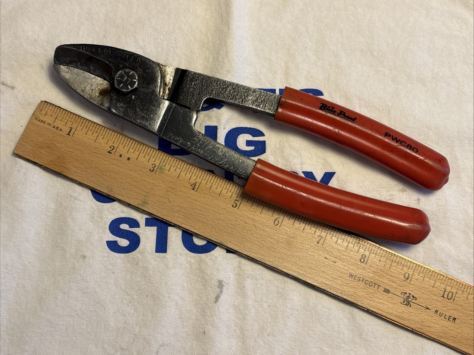 Blue Point USA Battery Cable Wire Cutters 8″ Long Pliers Red PWC80