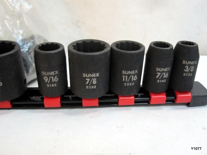 Sunex 12-Point 1-2 Drive SAE Shallow Impact Socket Set 15 pcs