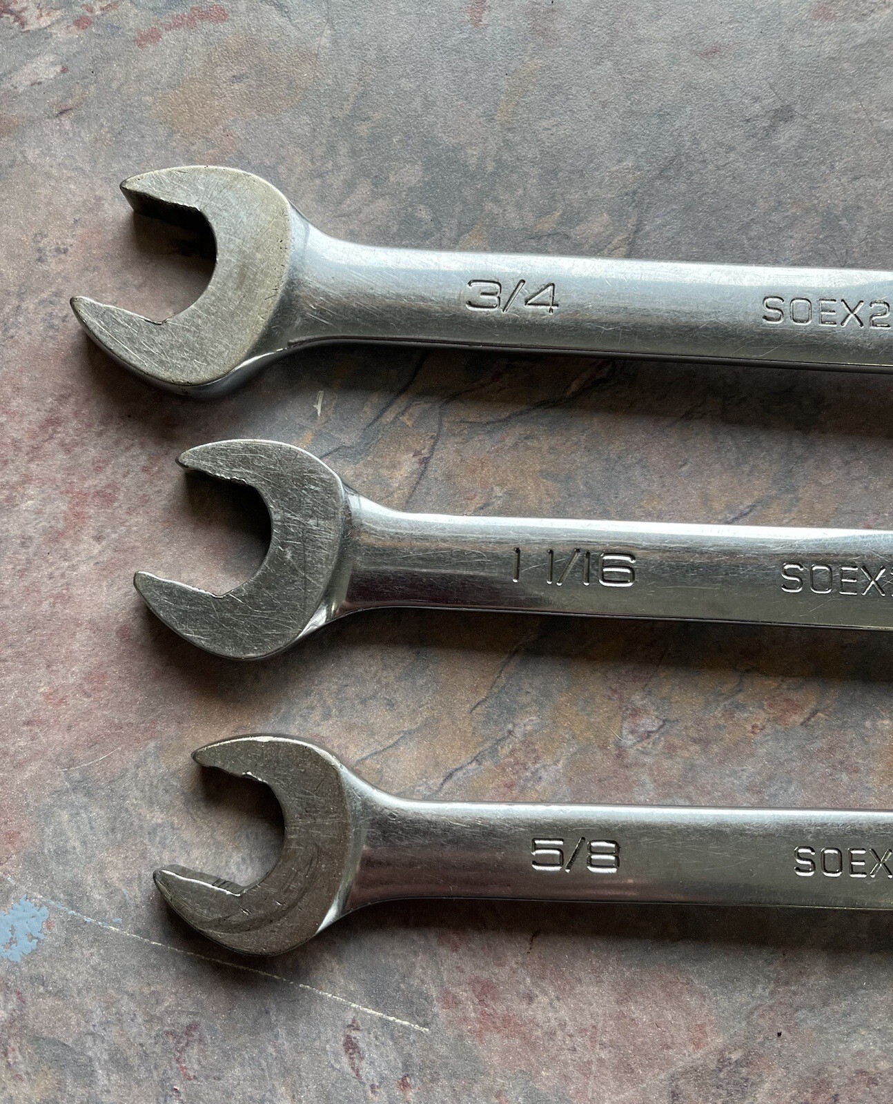 SOEX01 Snap On 13 Pc 12-Point SAE Flank Drive Combination Wrench Set 1/4”-15/16”