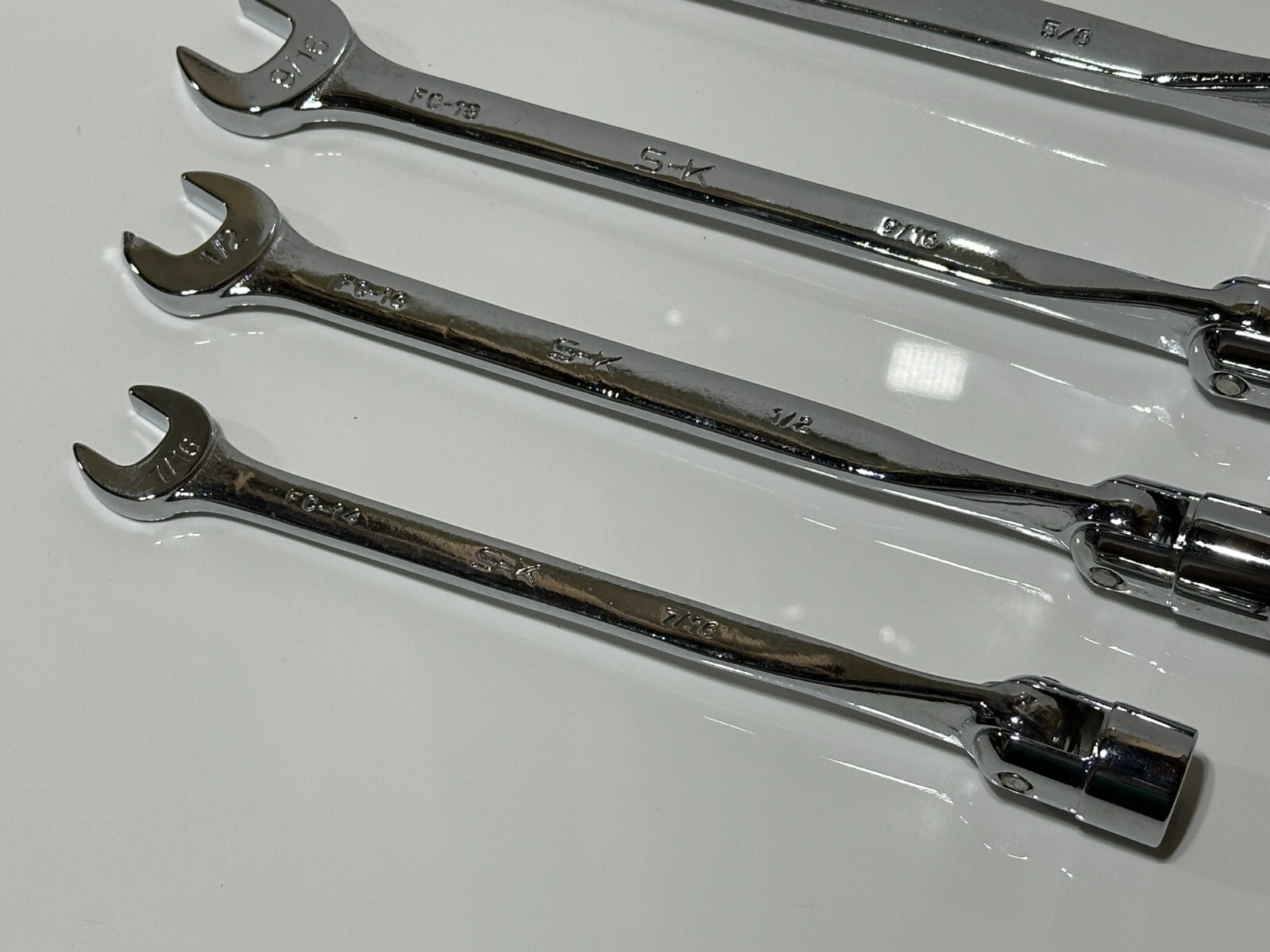 SK Tools USA (NEW) 6pc SAE 7/16-3/4” Flex Head Combination Wrench Set – 12 Point