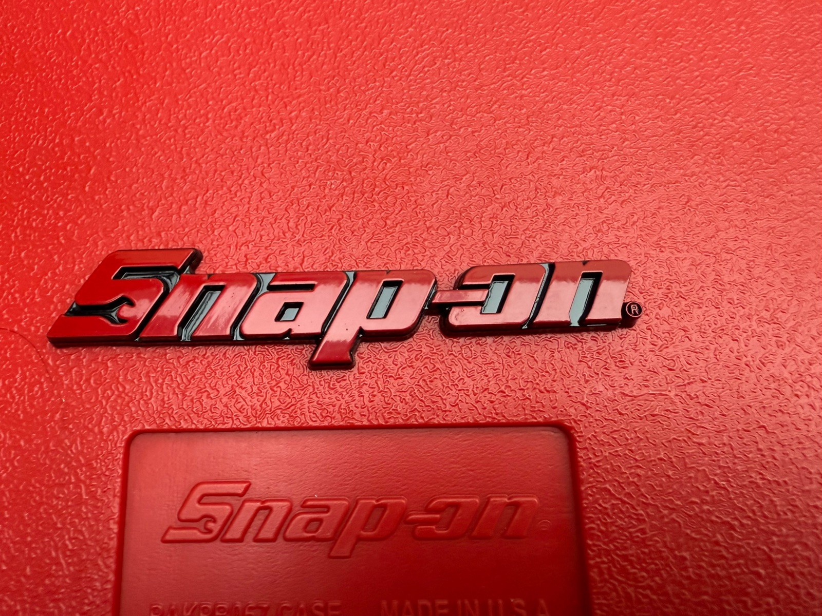 New Snap On LOGO 8” RED METAL Toolbox Roll Cab Badge Logo Emblem Sticker Decal