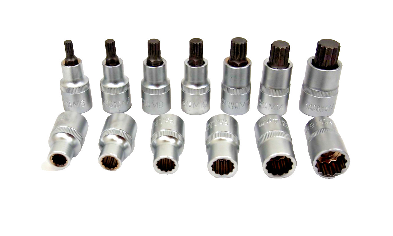 HOTECHE 13PC 1/2″ Drive Triple Square Spline Socket Set 8-16mm Female & Male