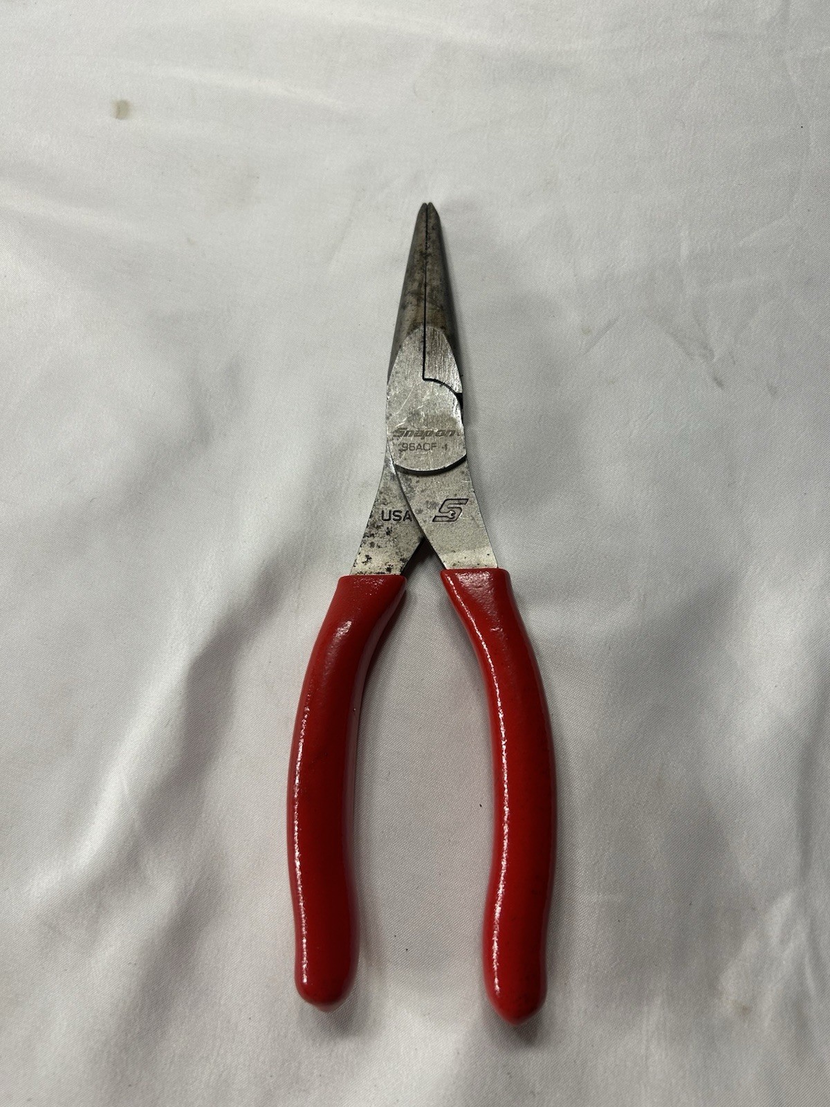 Snap-On 96ACF 8″ Long Needle Nose Pliers Red Grip USA