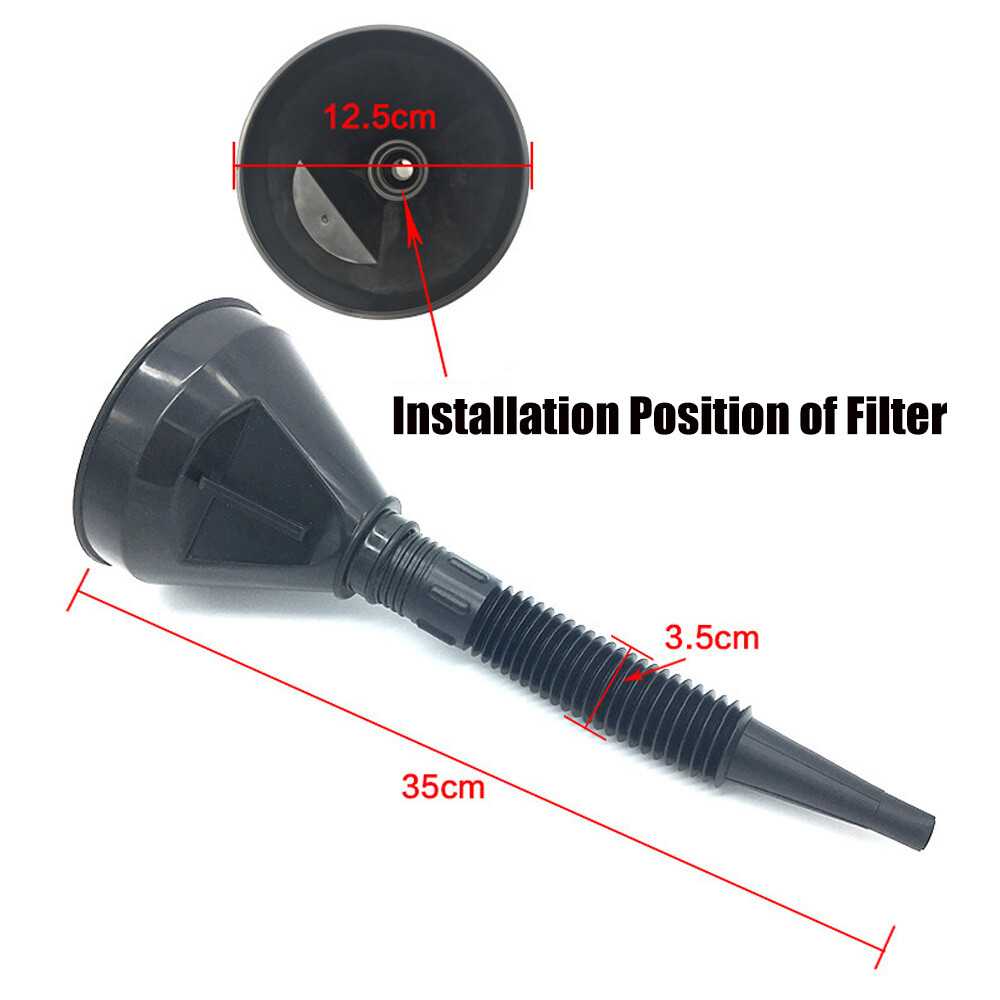 Car Motorcycle Flexible Spout Filter Gas Oil Water Fuel Funnel With Mesh Screen