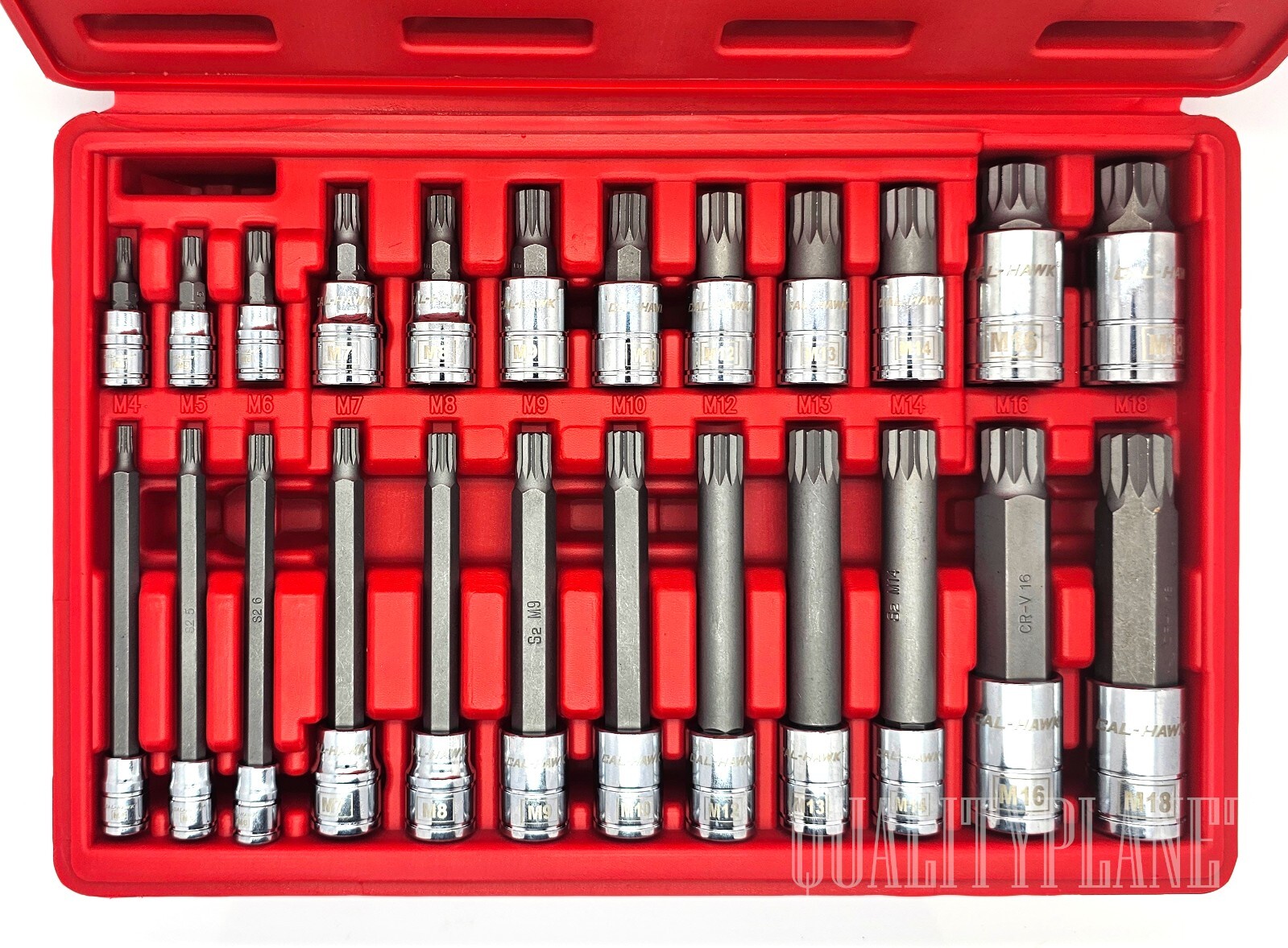 24PC XZN Triple Square Spline Bit Tamper Proof 1/4″ 3/8″ 1/2″ S2 Socket Set