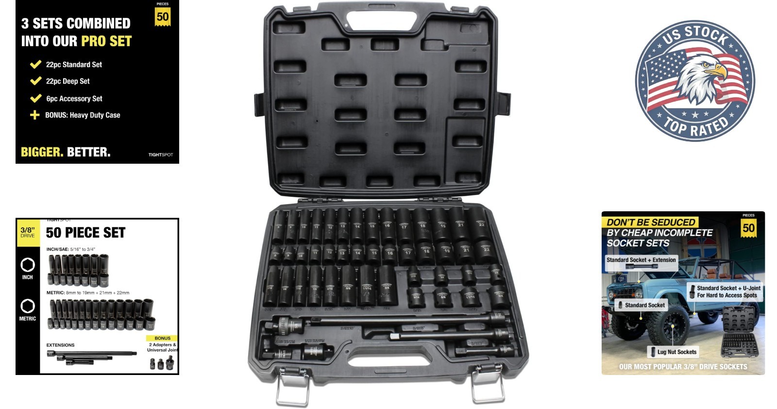 Pro 3/8″ Drive Impact Socket Set, 50pc – Perfect for Tight Spaces & Power