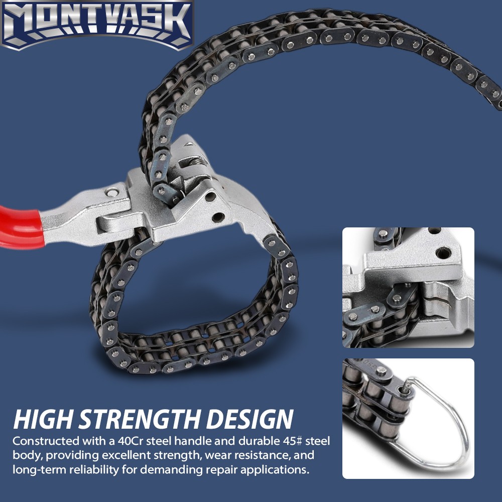 Heavy-Duty Ratcheting Chain Wrench Oil Filter Change Pipe Fittings 60-160mm