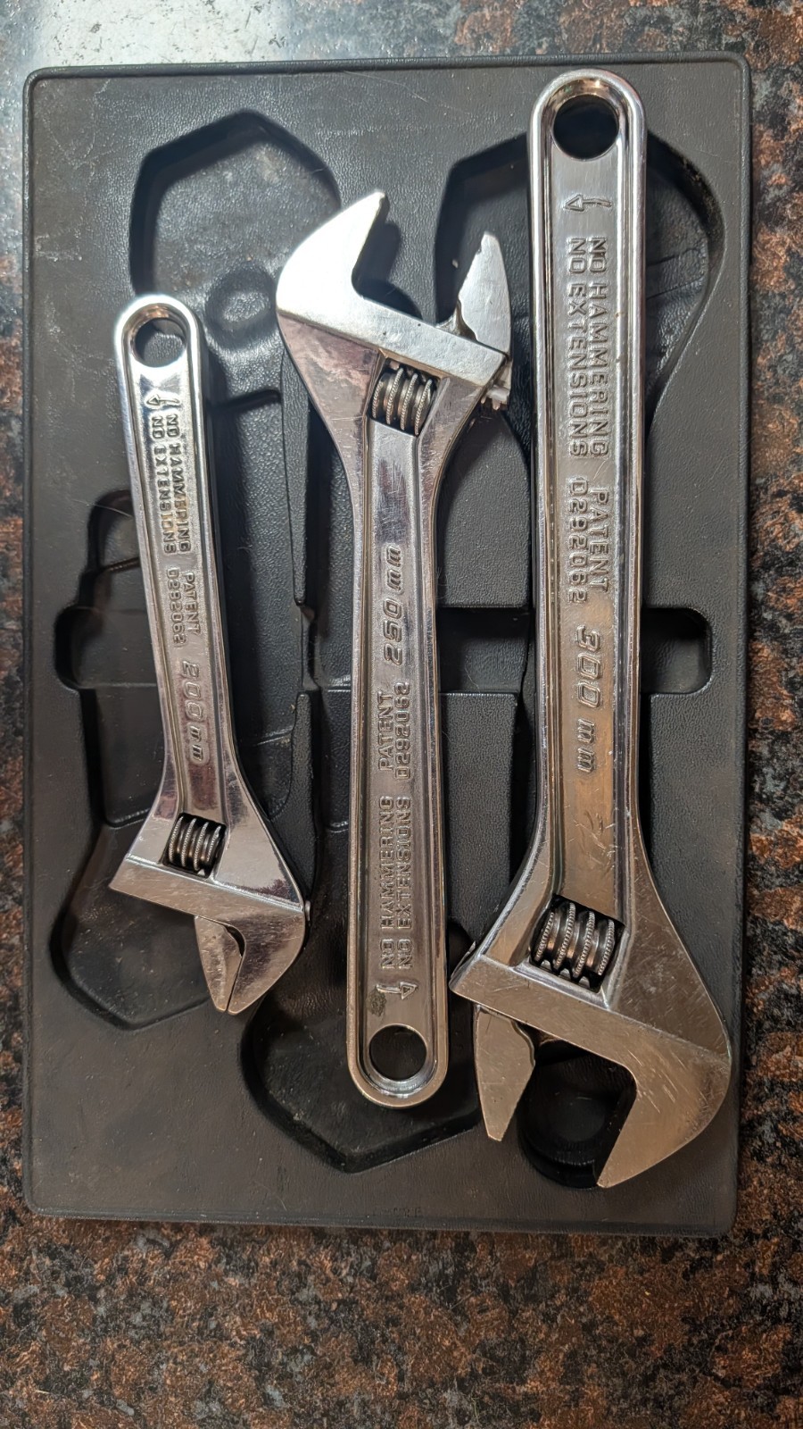 Snap On 3 Piece Adjustable Wrench Set ADS8 AD10 AD12