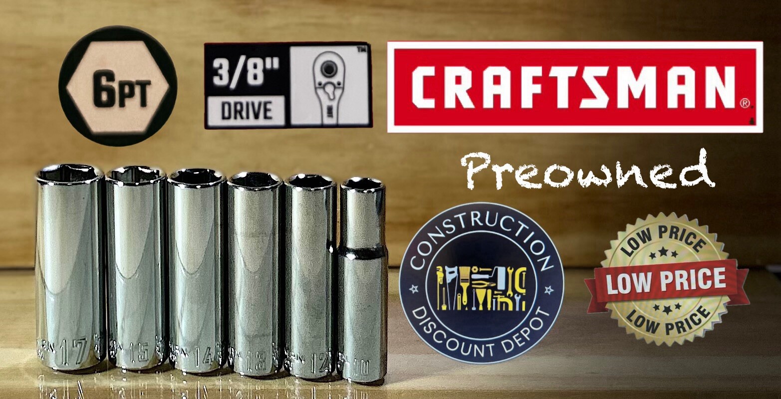 Preowned Craftsman 6 PC 3/8″ Drive 6 Point MM Socket Deep Set