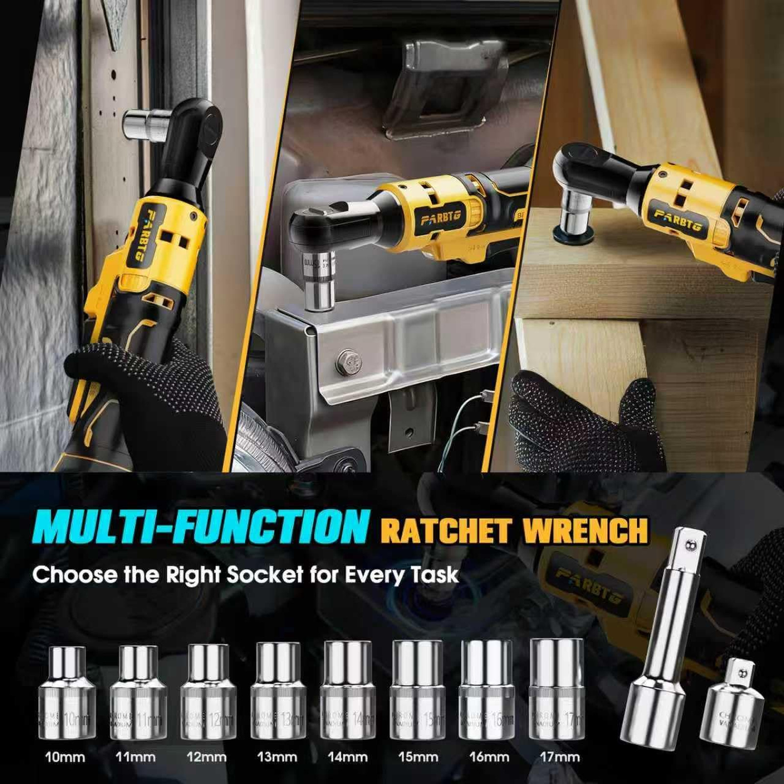 3/8 Inch Cordless Ratchet Wrench Compatible with DeWalt 20V Max Battery