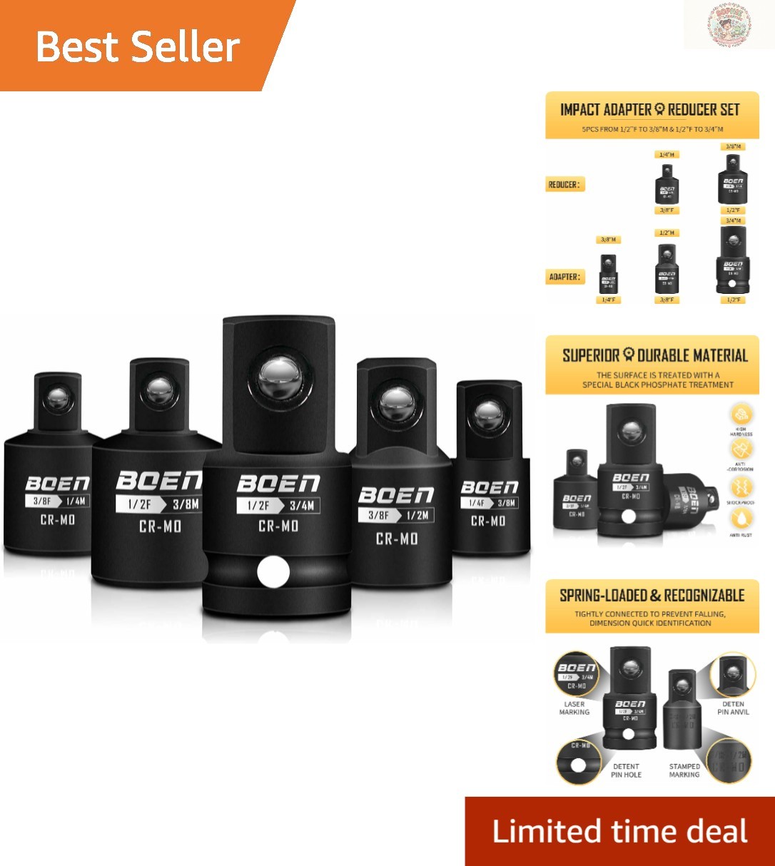 Durable Impact Socket Adapter Set – Corrosion-Resistant with