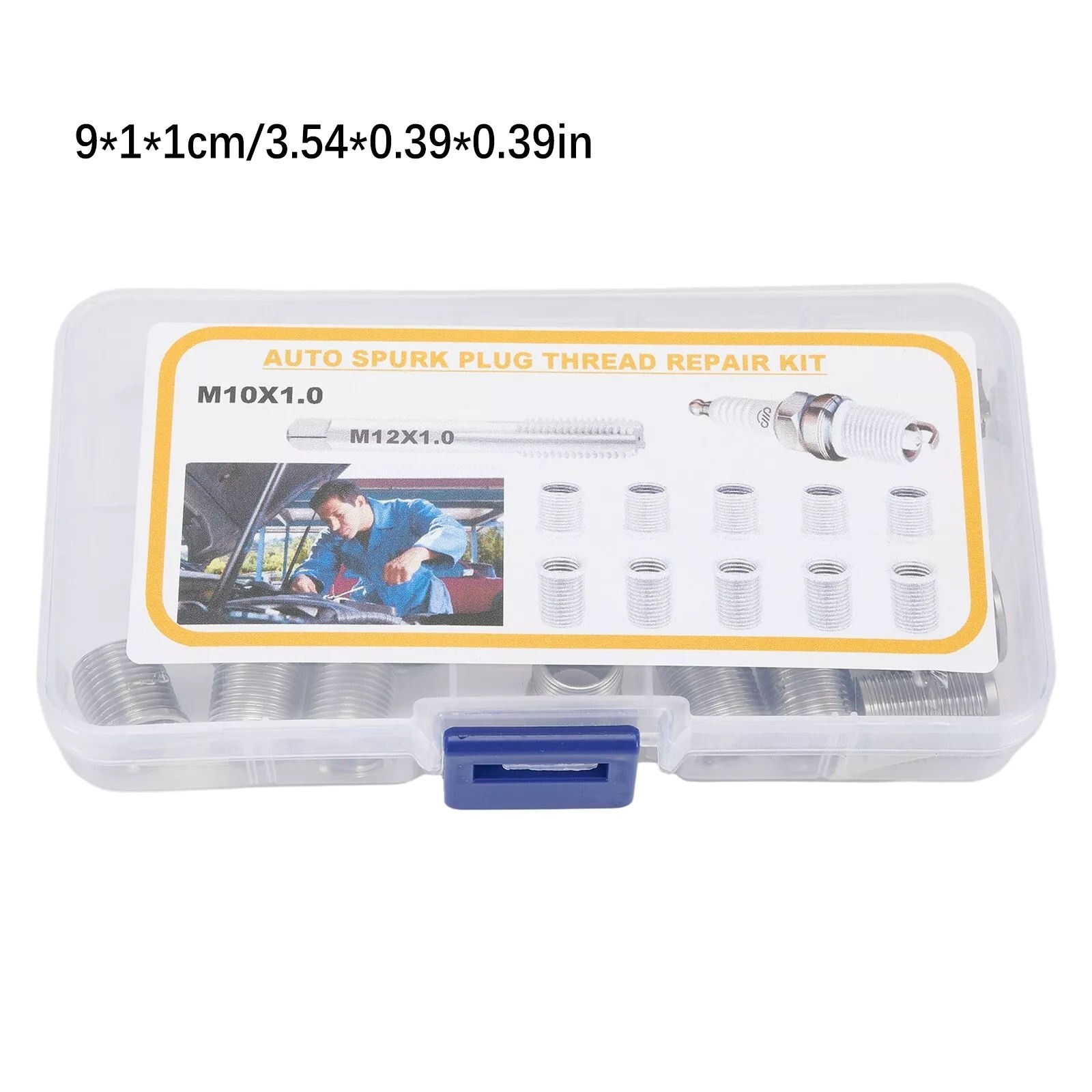 1Set Durable Stainless Steel Spark Plug Thread Repair Tool with Thread Inserts