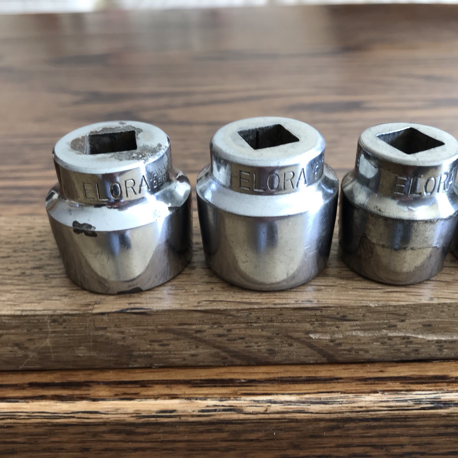 6 Vintage Elora 3/8” Drive Whitworth Sockets 1/2” To 1/8” BSW.
