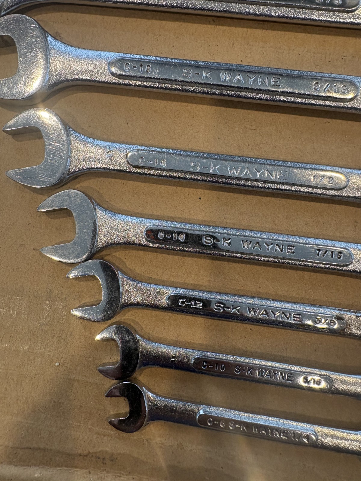 SK-Wayne 12 Piece Combination Wrench Set Vintage 1960s – SAE 1/4″ thru 15/16