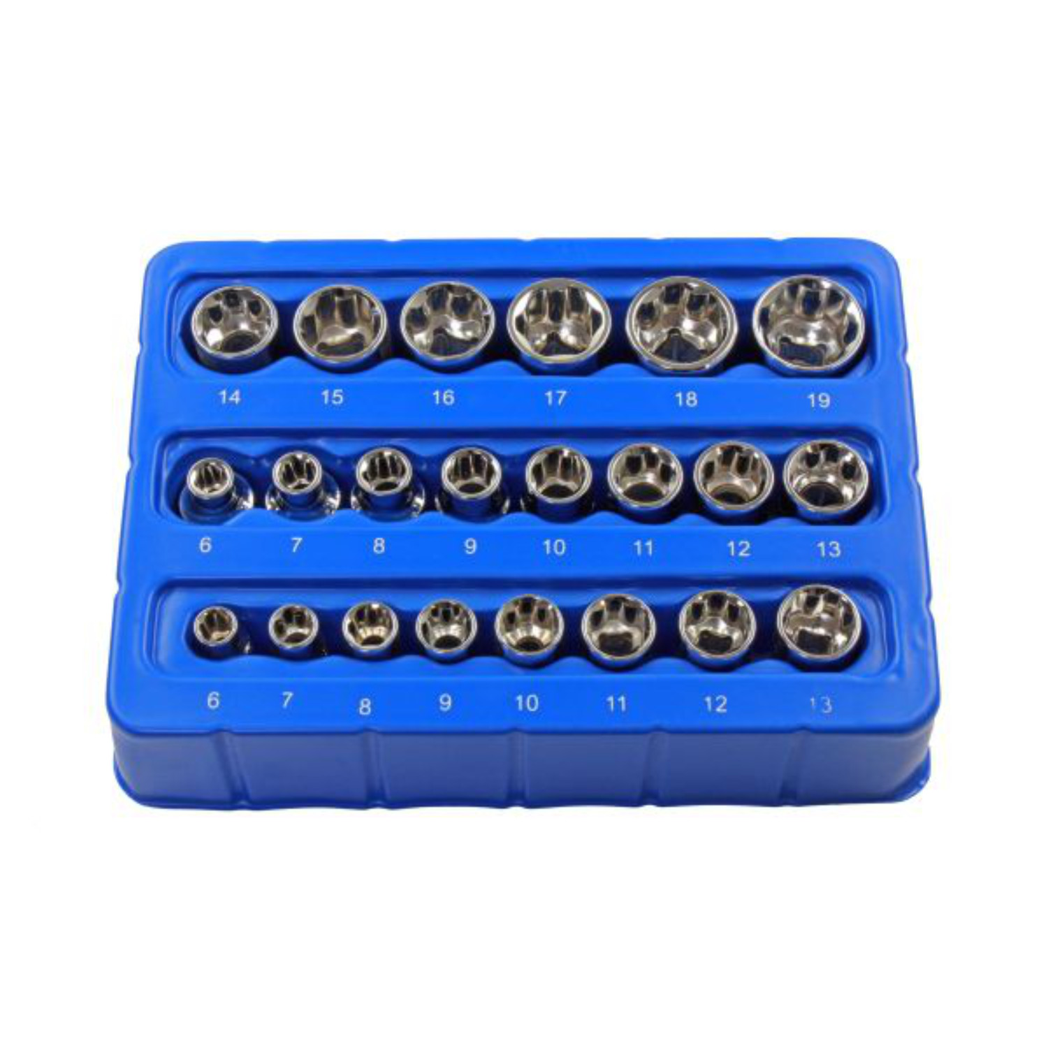 US PRO Tools Super-Lock Shallow Socket Set 22pc 1/4″ 6-13mm & 3/8″ 6-19mm 1398