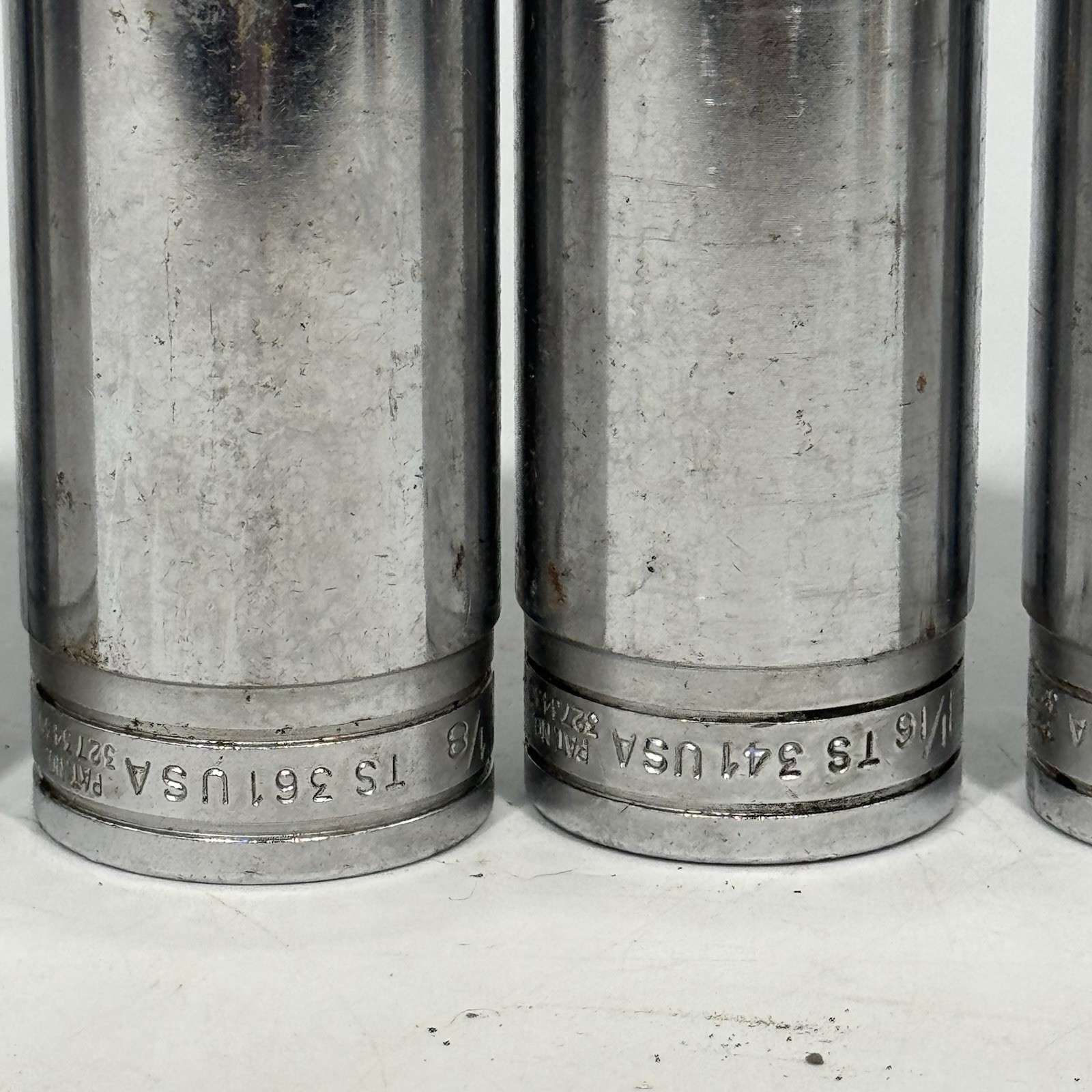 Set Of 8 Snap-On Tools TS ½» Drive Standard SAE 6 Point Deep Socket 1-7/16”